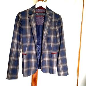 ZARA Plaid Elbow Patch Blazer